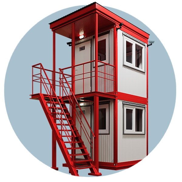 Пост охраны 2-х этажный с лестницей 2000х2000 мм