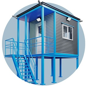 Пост охраны на подиуме 1,5 метра с лестницей 2500х2500 мм