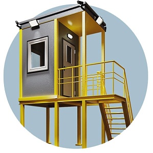 Пост охраны на подиуме 1,5 метра с лестницей 1500х1500 мм